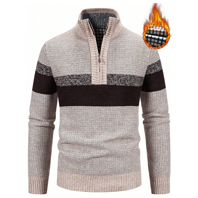 Мужской свитер на флисовой подкладке большого размера, свитера на молнии на четверть, мужской повседневный вязаный пуловер в полоску, толстая теплая одежда
Мужской свитер на флисовой подкладке большого размера, свитера на молнии на четверть, мужской повседневный вязаный пуловер в полоску, толстая теплая одежда