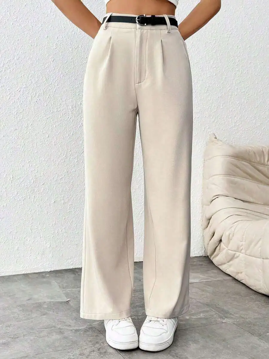 Womens Casual Straight Leg Pants With Belt Waist
Womens Casual Straight Leg Pants With Belt Waist