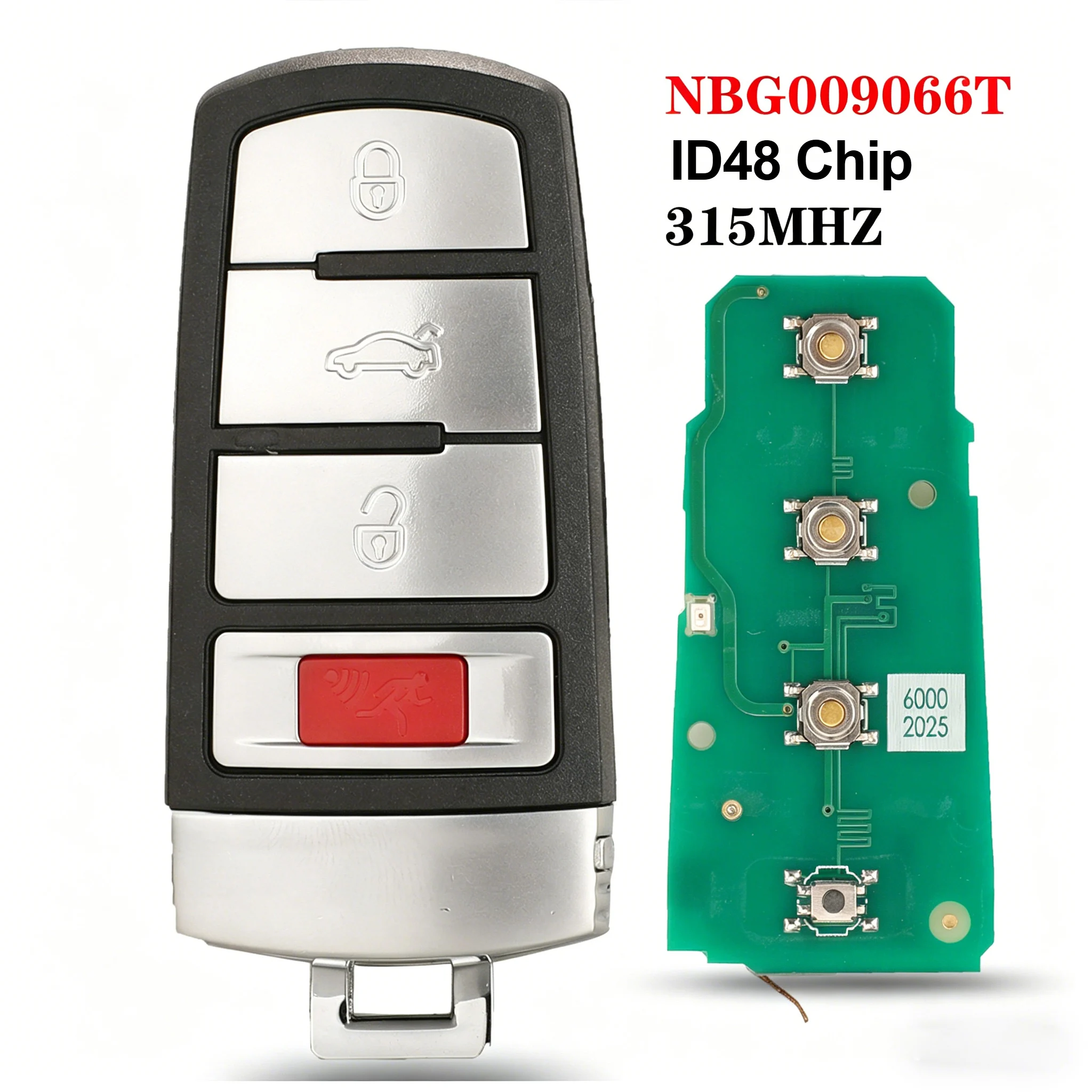 4 Button Smart Remote Key 315MHz ID48 Chip NBG009066T 3C0959752N Volkswagen For VW Volkswagen Passat CC 2006-2015
4 Button Smart Remote Key 315MHz ID48 Chip NBG009066T 3C0959752N Volkswagen For VW Volkswagen Passat CC 2006-2015