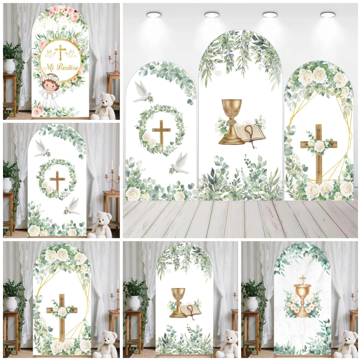 Christian Baptism Arch Cover Backdrop Cross Dove Gold Chalice For Baby Christening Ceremony Religious Event Photo Background
Christian Baptism Arch Cover Backdrop Cross Dove Gold Chalice For Baby Christening Ceremony Religious Event Photo Background