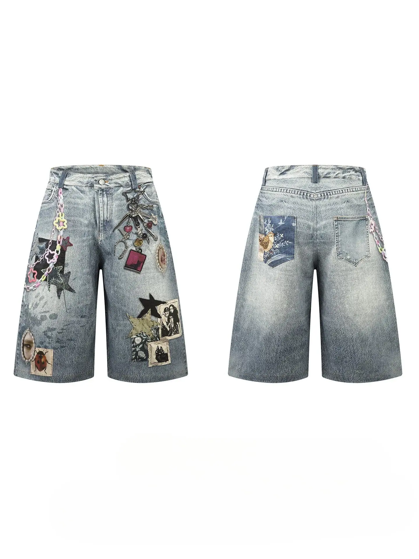 American High Street Style 3D Chain Print Jeans Men's Women's Summer Loose Straight Casual Wide Leg Match Seven Pants
American High Street Style 3D Chain Print Jeans Men's Women's Summer Loose Straight Casual Wide Leg Match Seven Pants