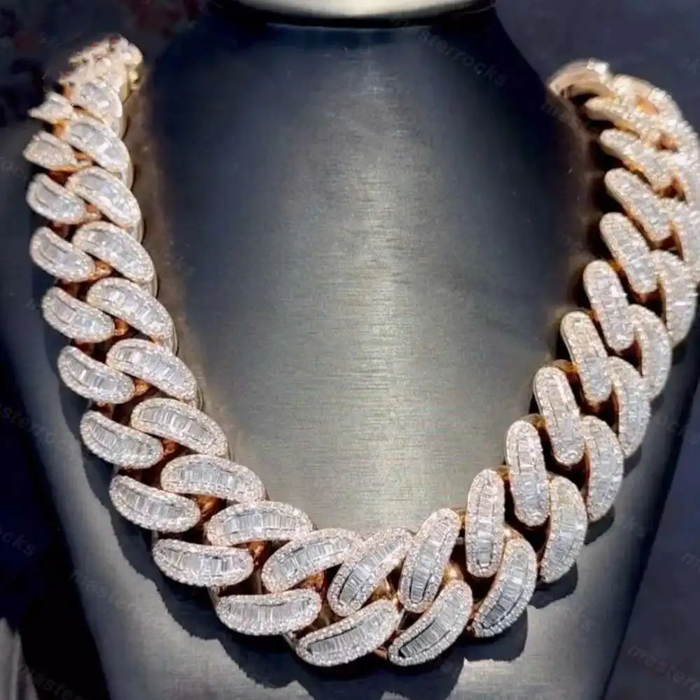 20mm 25mm Cuban Chain 925 Sterling Silver Baguette Gold Plated Hiphop VVS Miami Moissanite Cuban Chain
20mm 25mm Cuban Chain 925 Sterling Silver Baguette Gold Plated Hiphop VVS Miami Moissanite Cuban Chain