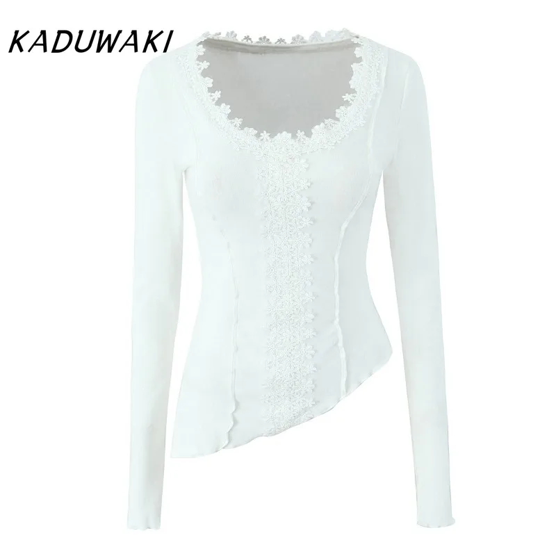 KADUWAKI Women's Ruffled Lace Patchwork Vintage T-shirt Casual Y2K Harajuku Long Sleeves Blouse Female Retro Slim Corset Tops
KADUWAKI Women's Ruffled Lace Patchwork Vintage T-shirt Casual Y2K Harajuku Long Sleeves Blouse Female Retro Slim Corset Tops