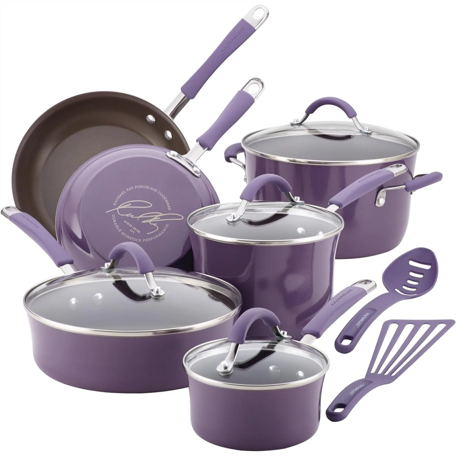 Nonstick Cookware Pots and Pans Set 12 Piece, Lavender Purple, Durable Aluminum with Silicone Handles
Nonstick Cookware Pots and Pans Set 12 Piece, Lavender Purple, Durable Aluminum with Silicone Handles