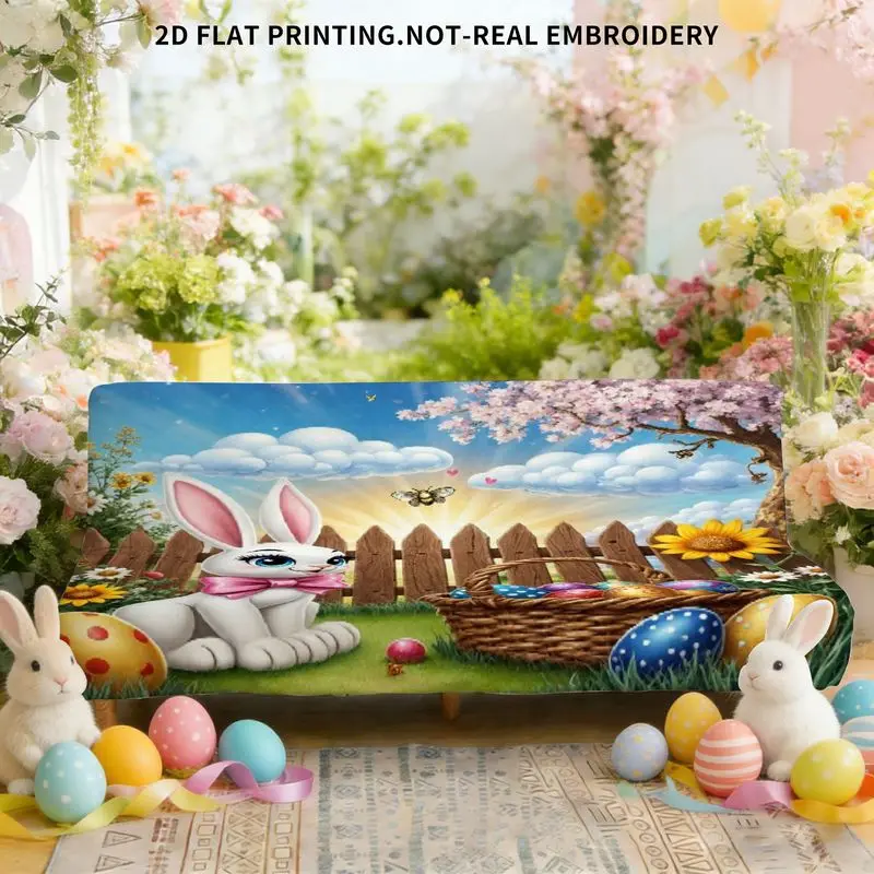 Чехол на диван-кровать с белым кроликом и красочным рисунком пасхального яйца, подходящий для гостиной и спальни, пасхальное украшение.
Чехол на диван-кровать с белым кроликом и красочным рисунком пасхального яйца, подходящий для гостиной и спальни, пасхальное украшение.