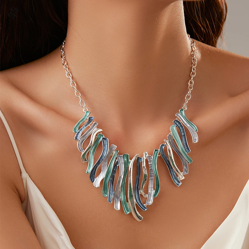 Bohemian Style Beach Dress Accessories Colorful Line Alloy Creative Irregular Oil-dripping Women's Niche Necklace for Daily Wear
Bohemian Style Beach Dress Accessories Colorful Line Alloy Creative Irregular Oil-dripping Women's Niche Necklace for Daily Wear