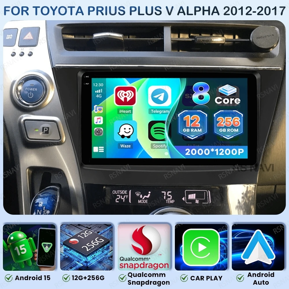 Android 15 Car Radio For Toyota Prius Plus V Alpha 2012-2017 5G WIFI Navigation Qualcomm DVD Viedo Player Head Unit QLED Stereo
Android 15 Car Radio For Toyota Prius Plus V Alpha 2012-2017 5G WIFI Navigation Qualcomm DVD Viedo Player Head Unit QLED Stereo