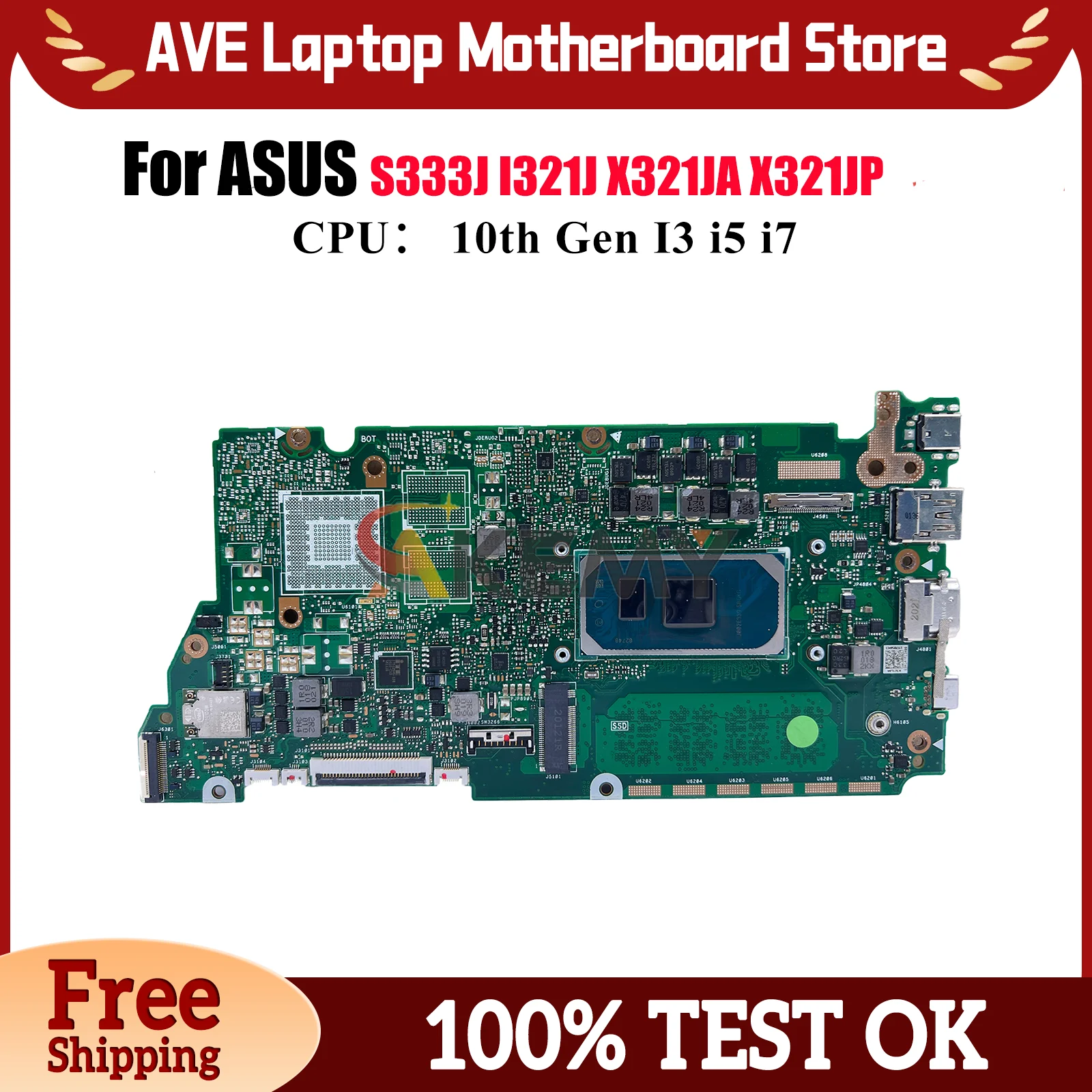 X321JA Laptop Motherboard For ASUS VivoBook X321J S333J X321JA X321JP X321JQ I321J Mainboard With 10th Gen I3 i5 i7 tests OK stk
X321JA Laptop Motherboard For ASUS VivoBook X321J S333J X321JA X321JP X321JQ I321J Mainboard With 10th Gen I3 i5 i7 tests OK stk