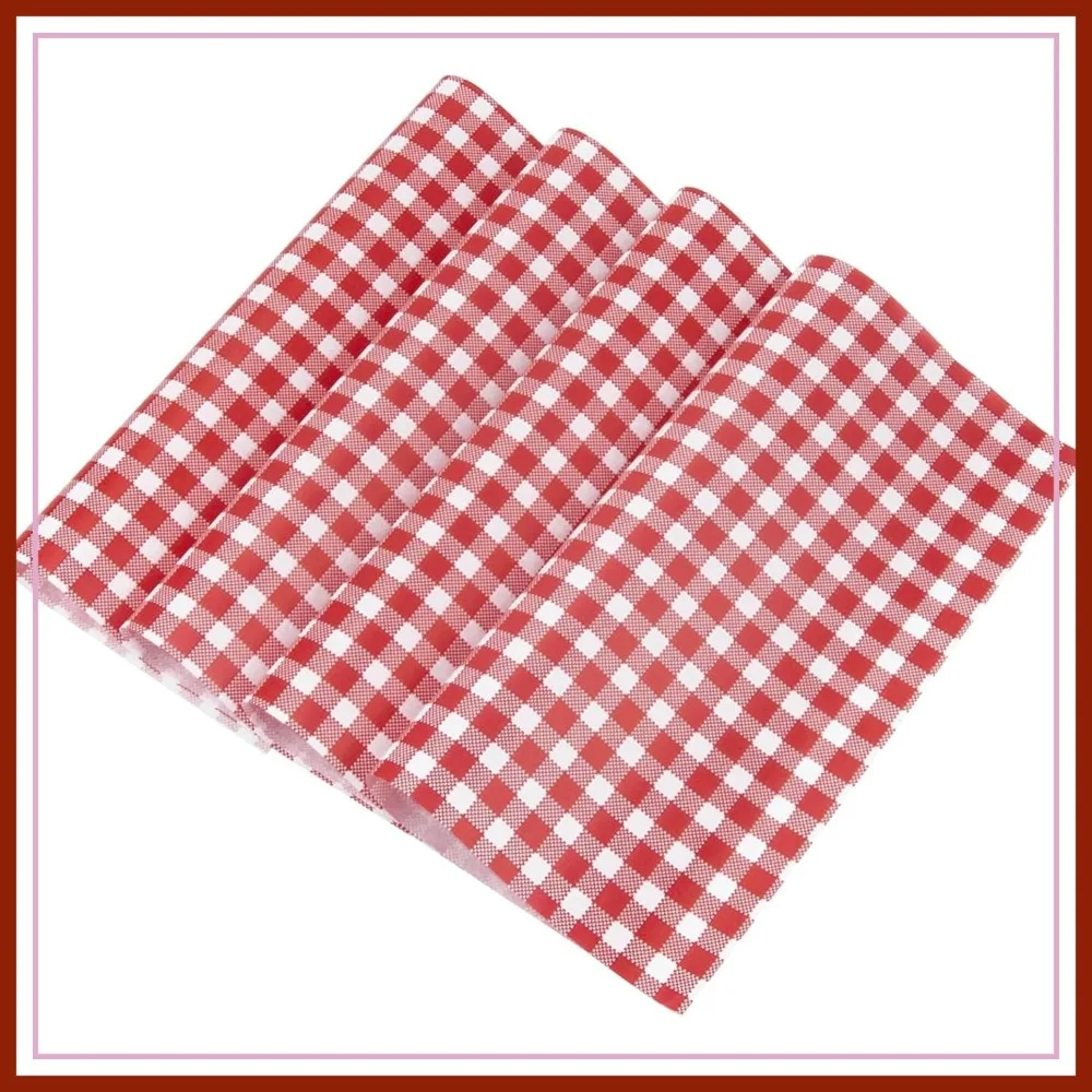100 Pcs 12x12 Red & White Check Deli Paper Sheets - Grease & Water Resistant Food Wraps for Sandwiches, Burgers, Hot Dogs
100 Pcs 12x12 Red & White Check Deli Paper Sheets - Grease & Water Resistant Food Wraps for Sandwiches, Burgers, Hot Dogs