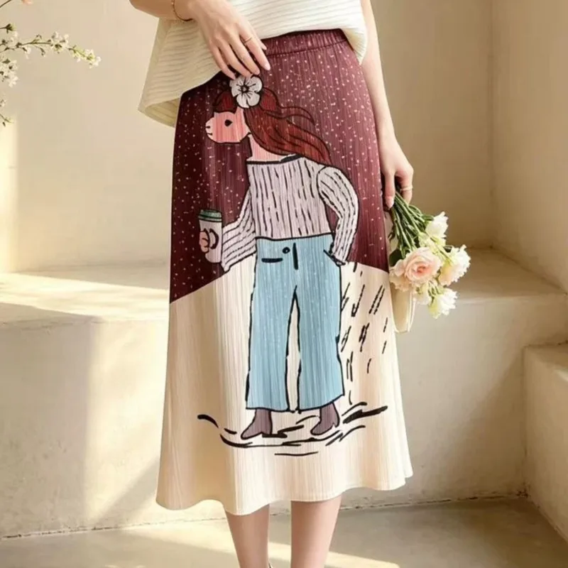Miyake Pleated Original Print Skirt 2026 Summer Gentle Age-Reducing Cartoon Print High Elastic Drape Pleat Jupe High Waist Skirt
Miyake Pleated Original Print Skirt 2026 Summer Gentle Age-Reducing Cartoon Print High Elastic Drape Pleat Jupe High Waist Skirt