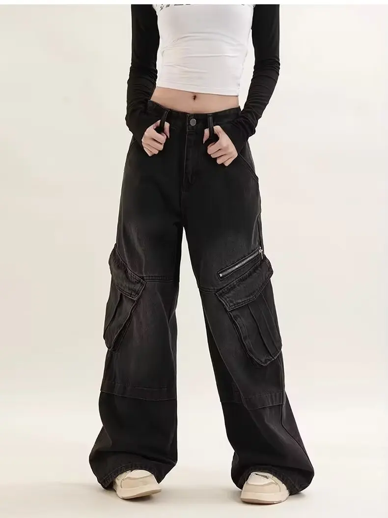 Streetwear Vintage Women Cargo Jeans Y2K Multi-Pocket High Waist Straight Jeans Female Harajuku High Street Wide Leg Denim Pants
Streetwear Vintage Women Cargo Jeans Y2K Multi-Pocket High Waist Straight Jeans Female Harajuku High Street Wide Leg Denim Pants
