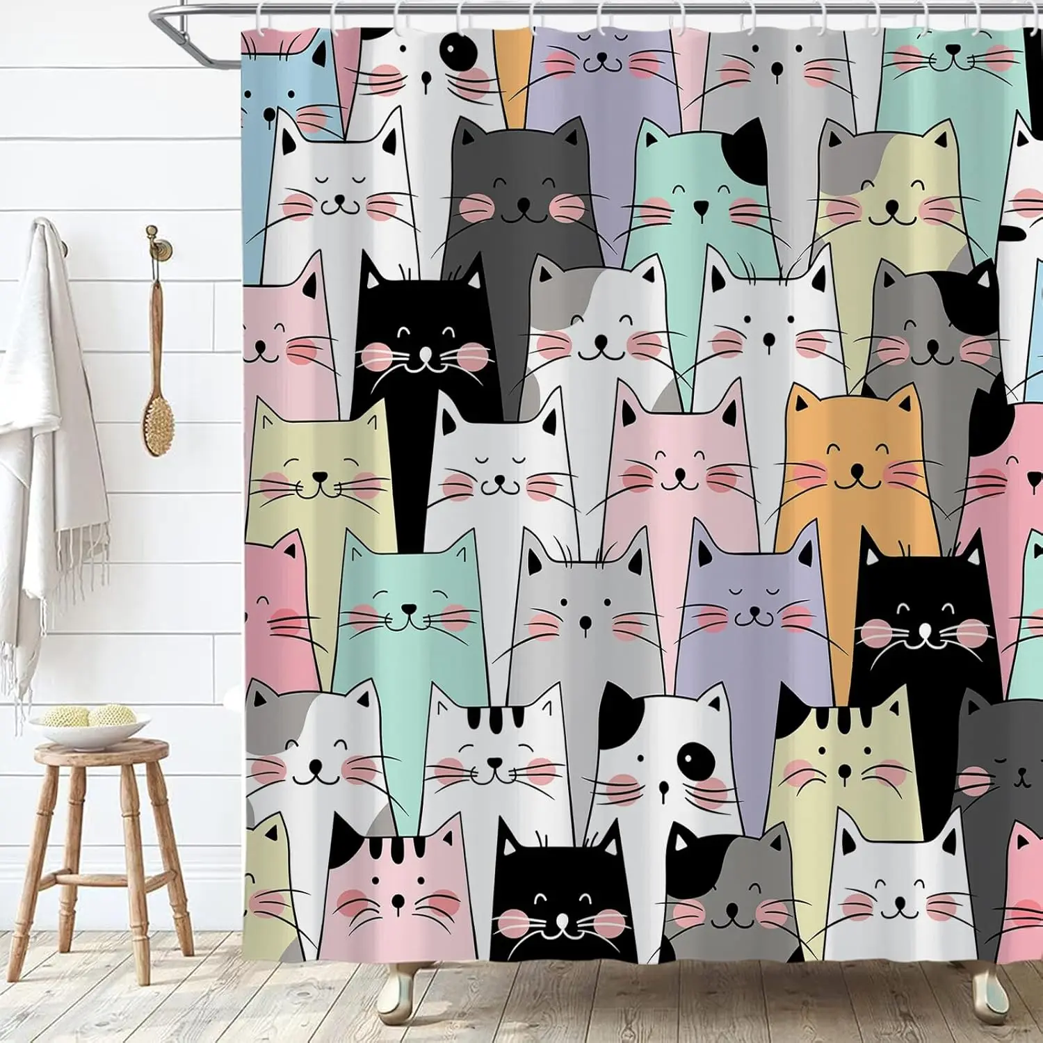 Cat Shower Curtain,Cute Colorful Cat Shower Curtains for Bathroom,Trendy Funny for Adults Cat Shower Curtain Anime Waterproof
Cat Shower Curtain,Cute Colorful Cat Shower Curtains for Bathroom,Trendy Funny for Adults Cat Shower Curtain Anime Waterproof