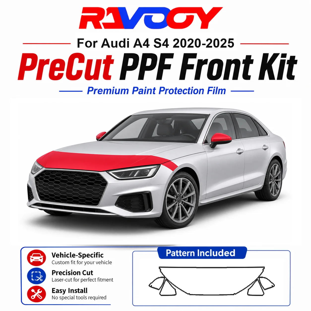 8.5mil TPU Precut PPF Kit For Audi A4 S4 2020-2025 - Hood, Partial Fenders & Full Mirror Set - Self-Healing Gloss Clear Bra Film
8.5mil TPU Precut PPF Kit For Audi A4 S4 2020-2025 - Hood, Partial Fenders & Full Mirror Set - Self-Healing Gloss Clear Bra Film