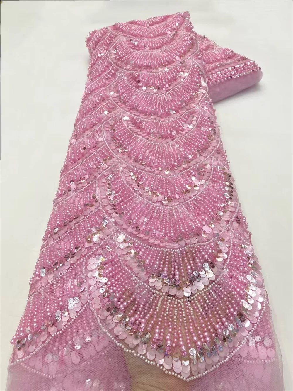 Pink Fabric Nigerian Sequins Lace Fabric Heavy Hand Beaded Lace Fabric Luxury French Embroidery Net Lace Fabric For Dress W307-1
Pink Fabric Nigerian Sequins Lace Fabric Heavy Hand Beaded Lace Fabric Luxury French Embroidery Net Lace Fabric For Dress W307-1
