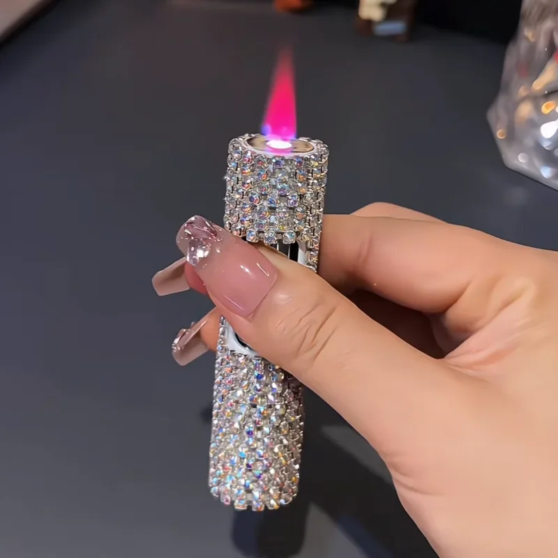Metal Mini Diamond Inlaid Inflatable Lighter Windproof Powder Spray Flame Portable Lighter Fashionable Women's Smoking Gift
Metal Mini Diamond Inlaid Inflatable Lighter Windproof Powder Spray Flame Portable Lighter Fashionable Women's Smoking Gift