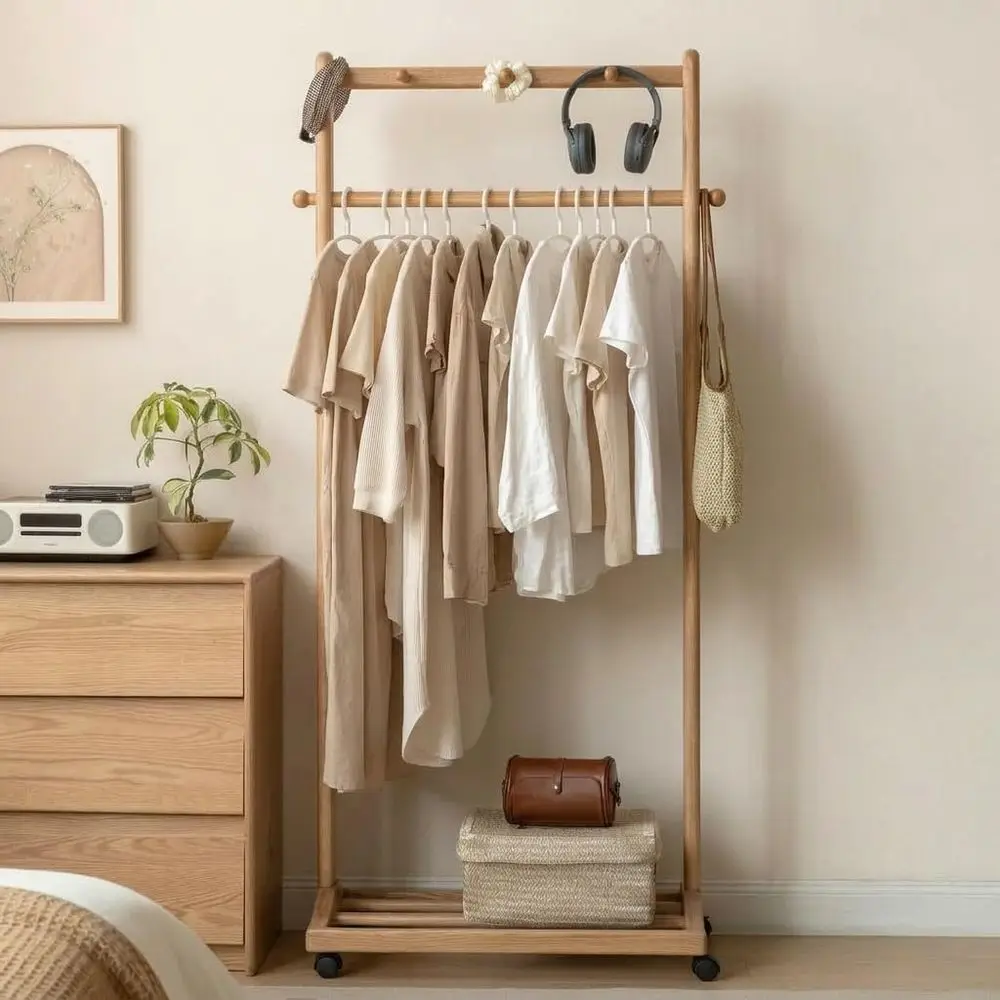 Solid Wood Clothes Rack, Rolling Garment Rack with Wheels & Shelves Storage & 5 Hooks Heavy Duty Clothing Rack,Clothing Racks or
Solid Wood Clothes Rack, Rolling Garment Rack with Wheels & Shelves Storage & 5 Hooks Heavy Duty Clothing Rack,Clothing Racks or