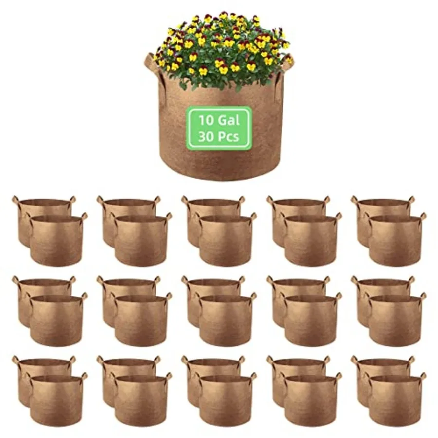 10 Gallon Garden Grow Bags 30 Pack 10 Gal Planter Bags Fabric Pot Nonwoven Grow Pots Heavy Duty Aeration Fabric Pots with Handl
10 Gallon Garden Grow Bags 30 Pack 10 Gal Planter Bags Fabric Pot Nonwoven Grow Pots Heavy Duty Aeration Fabric Pots with Handl