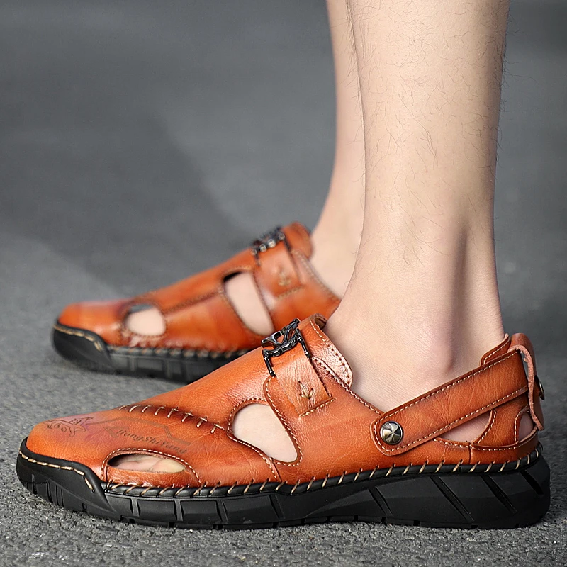 Summer Hollow Out New Flat Casual Sandals Men's Outdoor Seaside Breathable Cowhide Sewn Slippers Comfortable Men's Shoes 38-50
Summer Hollow Out New Flat Casual Sandals Men's Outdoor Seaside Breathable Cowhide Sewn Slippers Comfortable Men's Shoes 38-50