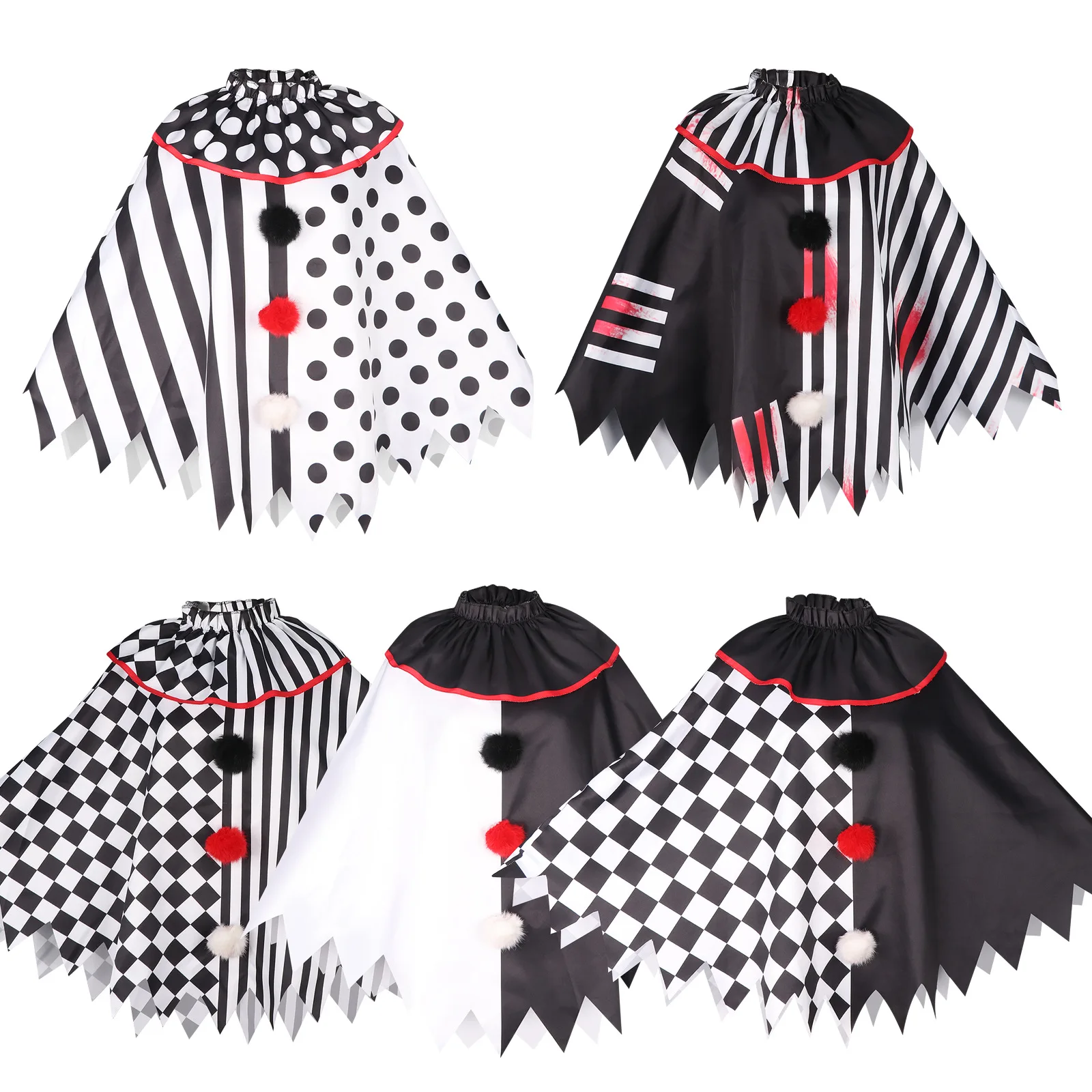 Horror Clown Cosplay Black White Stripes Polka Dot Cape Halloween Party Terror Makeup Dance Performance Women's Traditional C...
Horror Clown Cosplay Black White Stripes Polka Dot Cape Halloween Party Terror Makeup Dance Performance Women's Traditional C...