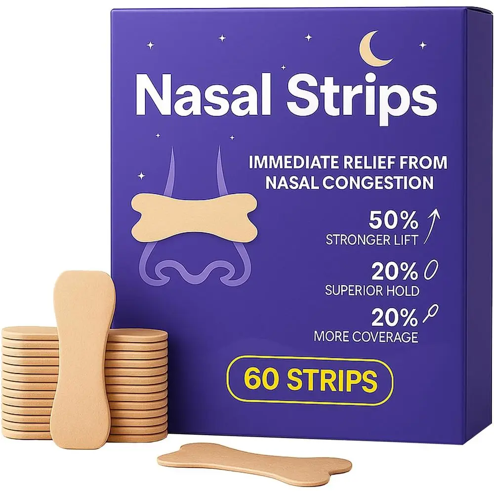 Powerful Breathe-Easier Nasal Strips for Snoring & Congestion Relief, 60 Count, Enhanced Adhesion, Comfortable for Sensitive Ski
Powerful Breathe-Easier Nasal Strips for Snoring & Congestion Relief, 60 Count, Enhanced Adhesion, Comfortable for Sensitive Ski