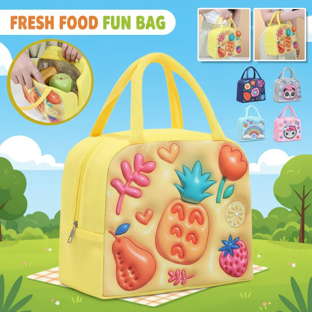 Large Capacity 3D Cartoon Animal Pattern Lunch Bag Thickened Handheld Insulated Children Bento Box for School
Large Capacity 3D Cartoon Animal Pattern Lunch Bag Thickened Handheld Insulated Children Bento Box for School