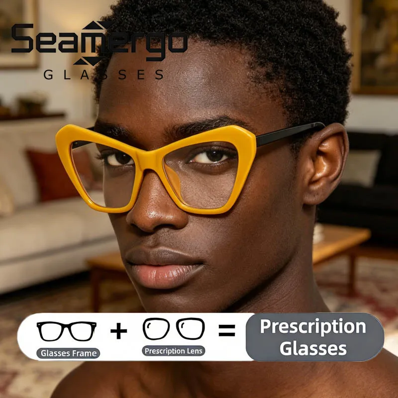 SEAMERGO Cat Eye Customized Reading Glasses Women Anti-blue Prescription Eyeglasses Lenses Men Presbyopia Myopia Custom
SEAMERGO Cat Eye Customized Reading Glasses Women Anti-blue Prescription Eyeglasses Lenses Men Presbyopia Myopia Custom