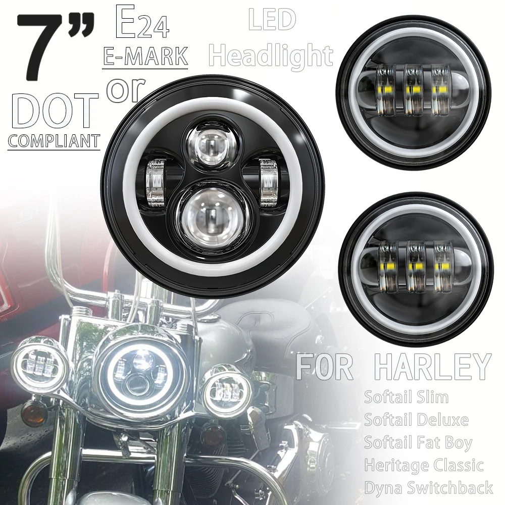 7" E24 DOT LED Headlight Headlamp For Harley Fat Boy Softail Slim Deluxe Heritage Classic FLSTC 4.5" Fog lights Passing Lamp
7" E24 DOT LED Headlight Headlamp For Harley Fat Boy Softail Slim Deluxe Heritage Classic FLSTC 4.5" Fog lights Passing Lamp