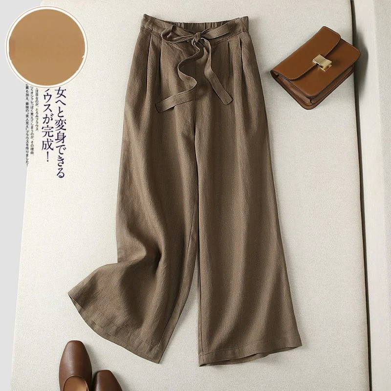 2024 Summer Cotton Linen Women's Wide Leg Pants High Waist Solid Woman Capris Pants Saggy Casual Loose Oversize Trousers Q823
2024 Summer Cotton Linen Women's Wide Leg Pants High Waist Solid Woman Capris Pants Saggy Casual Loose Oversize Trousers Q823