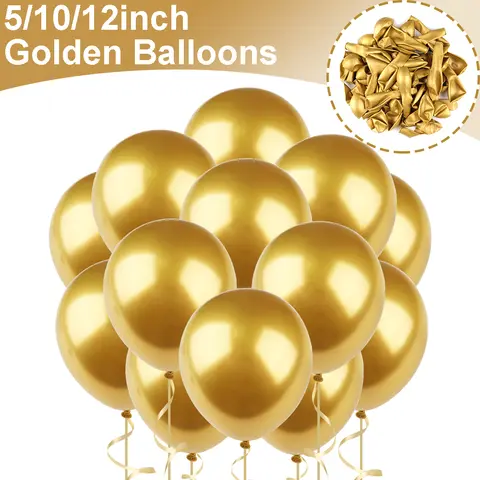 5/10/12inch Gold Metal Balloons for Happy Birthday Party Supplies Decoration Baby Shower Globos Wedding Graduation Golden Ballon