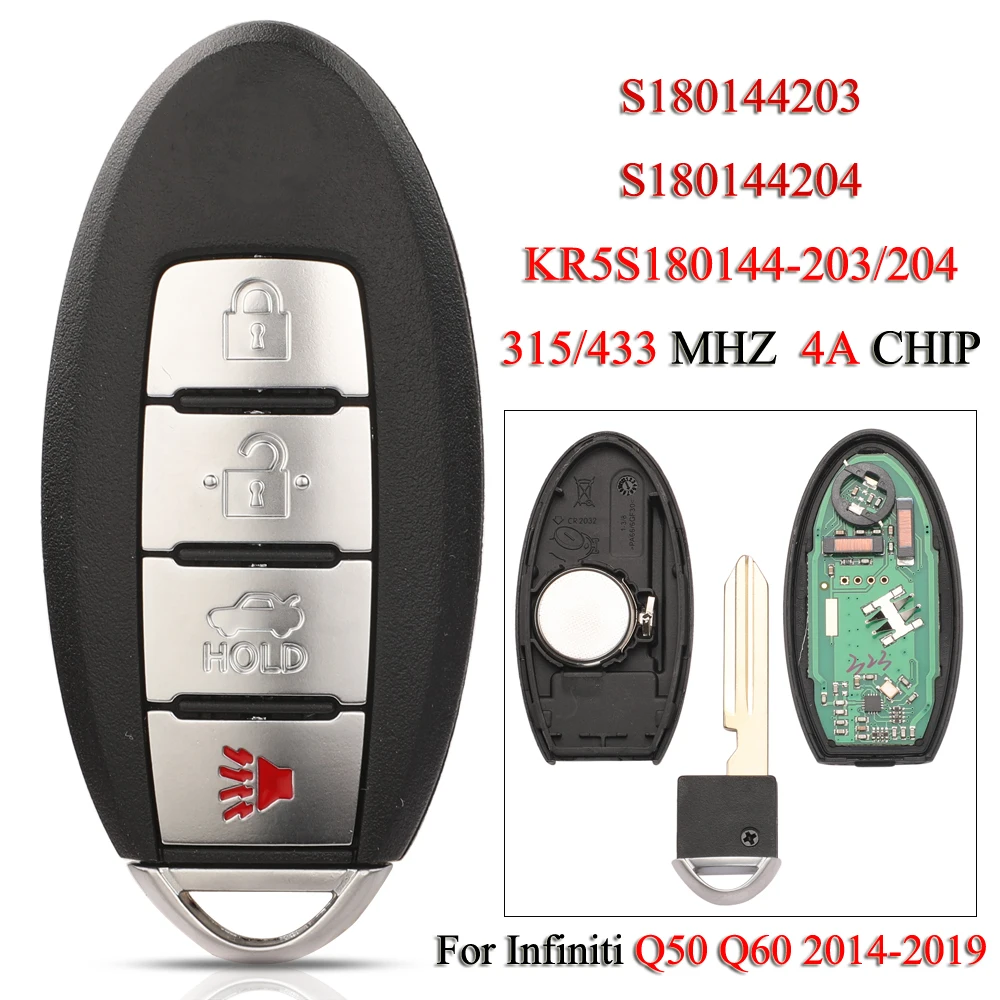 jingyuqin S180144203 S180144204 Remote Smart Car Key For Infiniti Q50 Q60 2013-2019 315/433Mhz 4A Chip 285E3-4HD0C 285E3-4HB0C
jingyuqin S180144203 S180144204 Remote Smart Car Key For Infiniti Q50 Q60 2013-2019 315/433Mhz 4A Chip 285E3-4HD0C 285E3-4HB0C