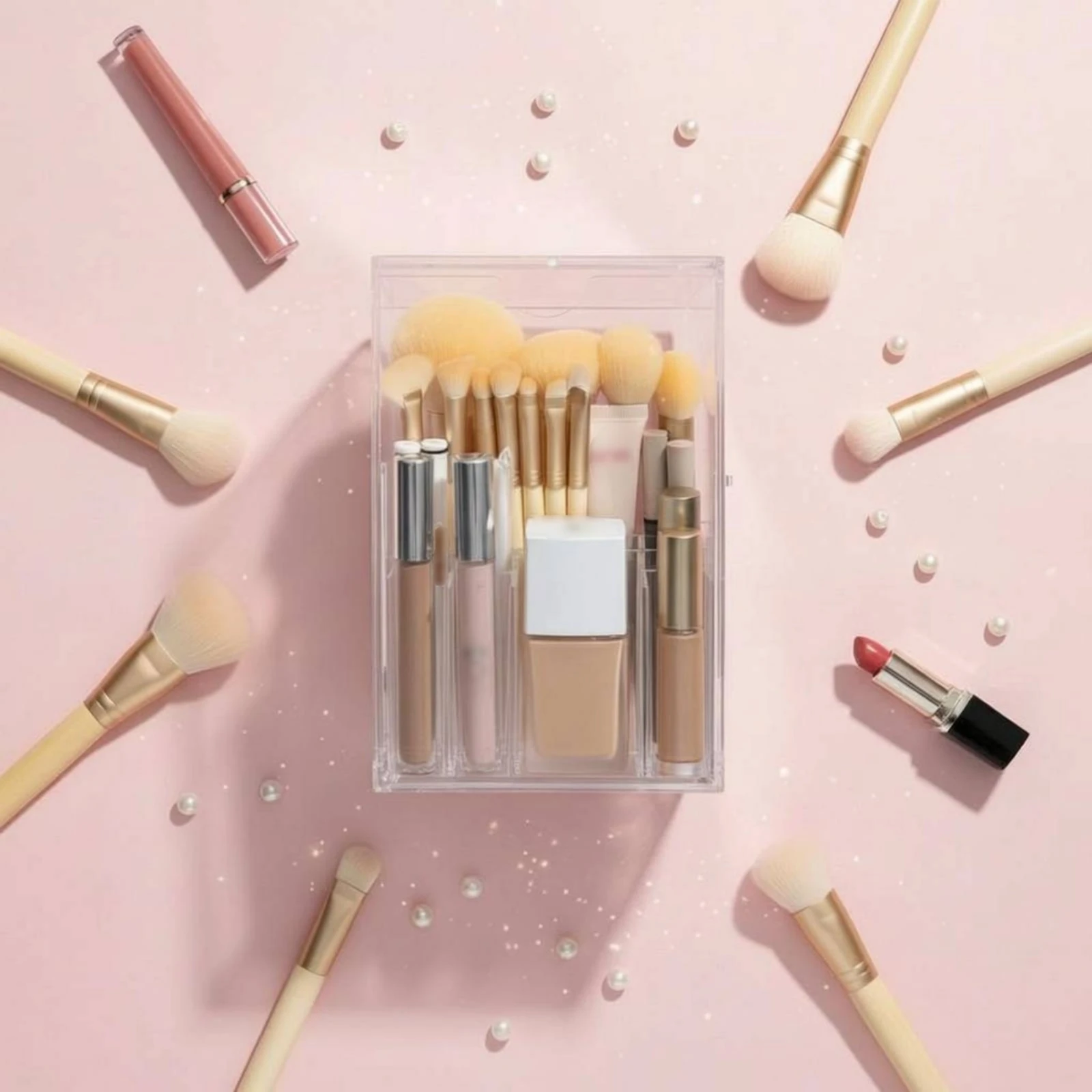 Acrylic Makeup Brush Holder Easy to Clean Makeup Brush Holder Beauty Storage Long-Lasting Rounded Edges for Vanity, Bathroom
Acrylic Makeup Brush Holder Easy to Clean Makeup Brush Holder Beauty Storage Long-Lasting Rounded Edges for Vanity, Bathroom