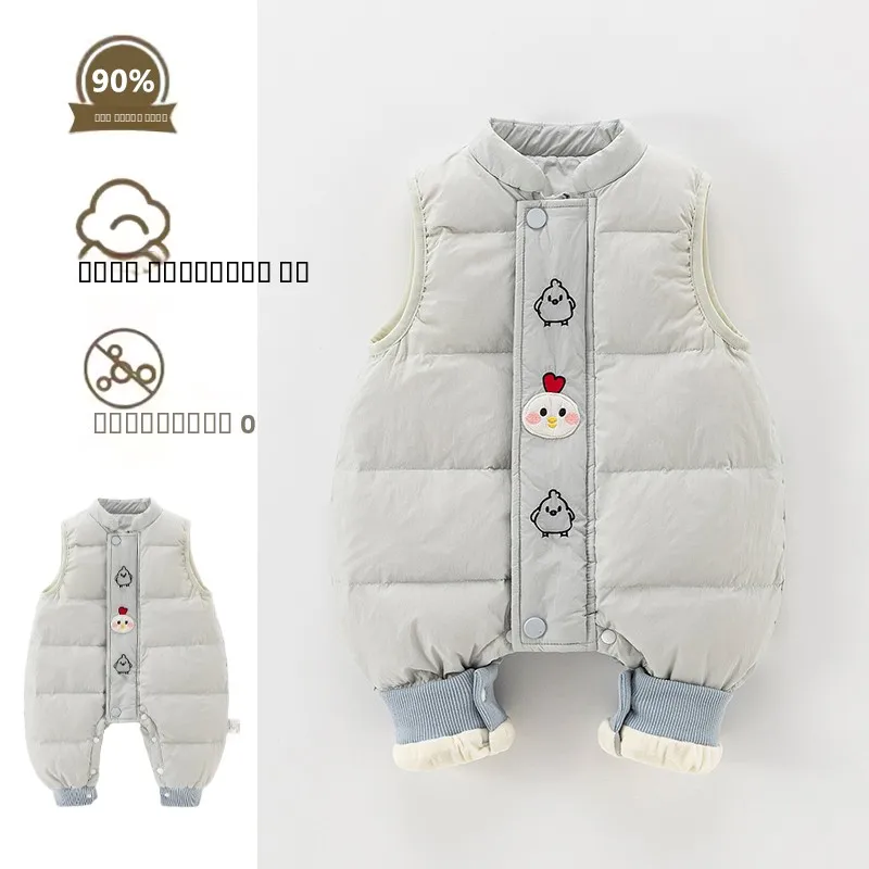 Зимний пуховый жилет-комбинезон для малышей: повседневный, милый, теплый, с мультяшным принтом, модный комплект для самых маленьких
Зимний пуховый жилет-комбинезон для малышей: повседневный, милый, теплый, с мультяшным принтом, модный комплект для самых маленьких