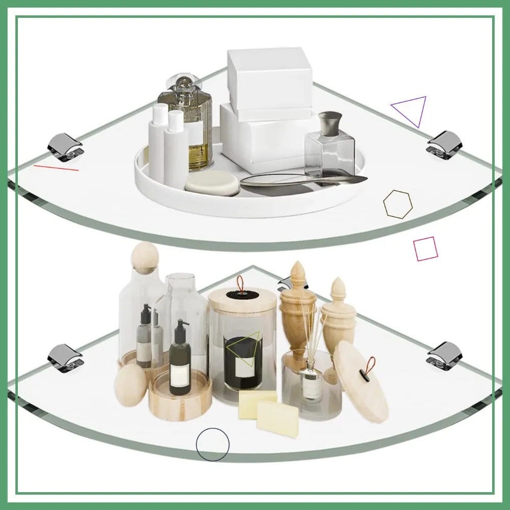 2-Pack Tempered Glass Shower Shelves, Fan-Shaped Corner Organizer for Bathroom and Living Room
2-Pack Tempered Glass Shower Shelves, Fan-Shaped Corner Organizer for Bathroom and Living Room