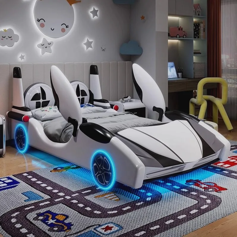 Innovative car bed with guardrail with functional leather sports car single bed
Innovative car bed with guardrail with functional leather sports car single bed