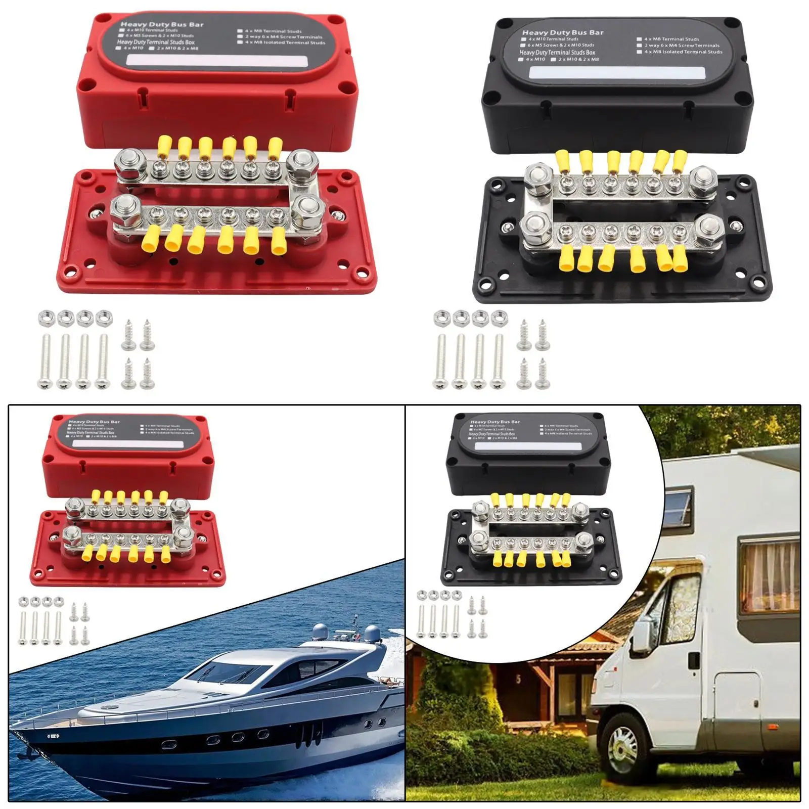 Bus Bar Power Distribution Block Accessories Easy Installation with Removable Cover 48V 150A for Vehicle Boat Car Truck RV
Bus Bar Power Distribution Block Accessories Easy Installation with Removable Cover 48V 150A for Vehicle Boat Car Truck RV