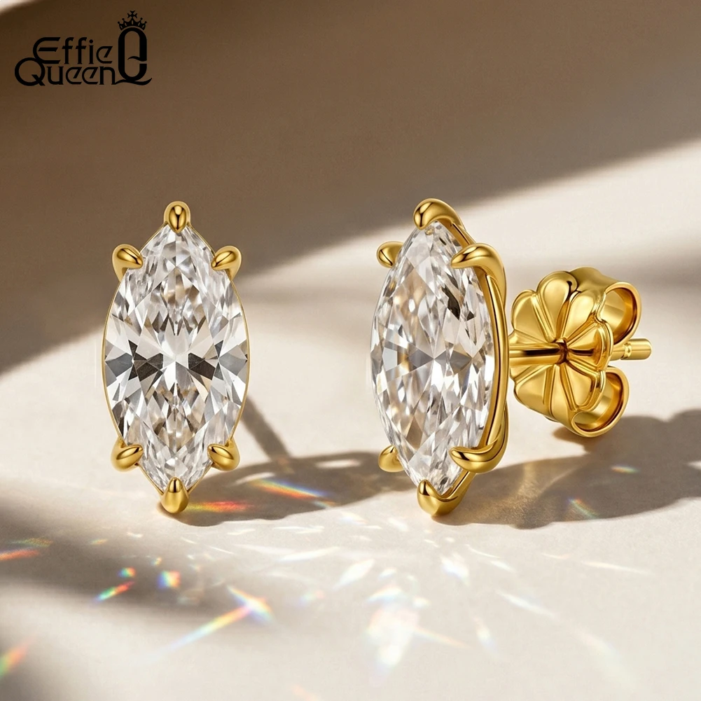Effie Queen 0.3-1CT Moissanite Stud Earrings 925 Sterling Silver Oval Cut Piercing Earrings for Men Women Fine Jewelry SMOE24
Effie Queen 0.3-1CT Moissanite Stud Earrings 925 Sterling Silver Oval Cut Piercing Earrings for Men Women Fine Jewelry SMOE24