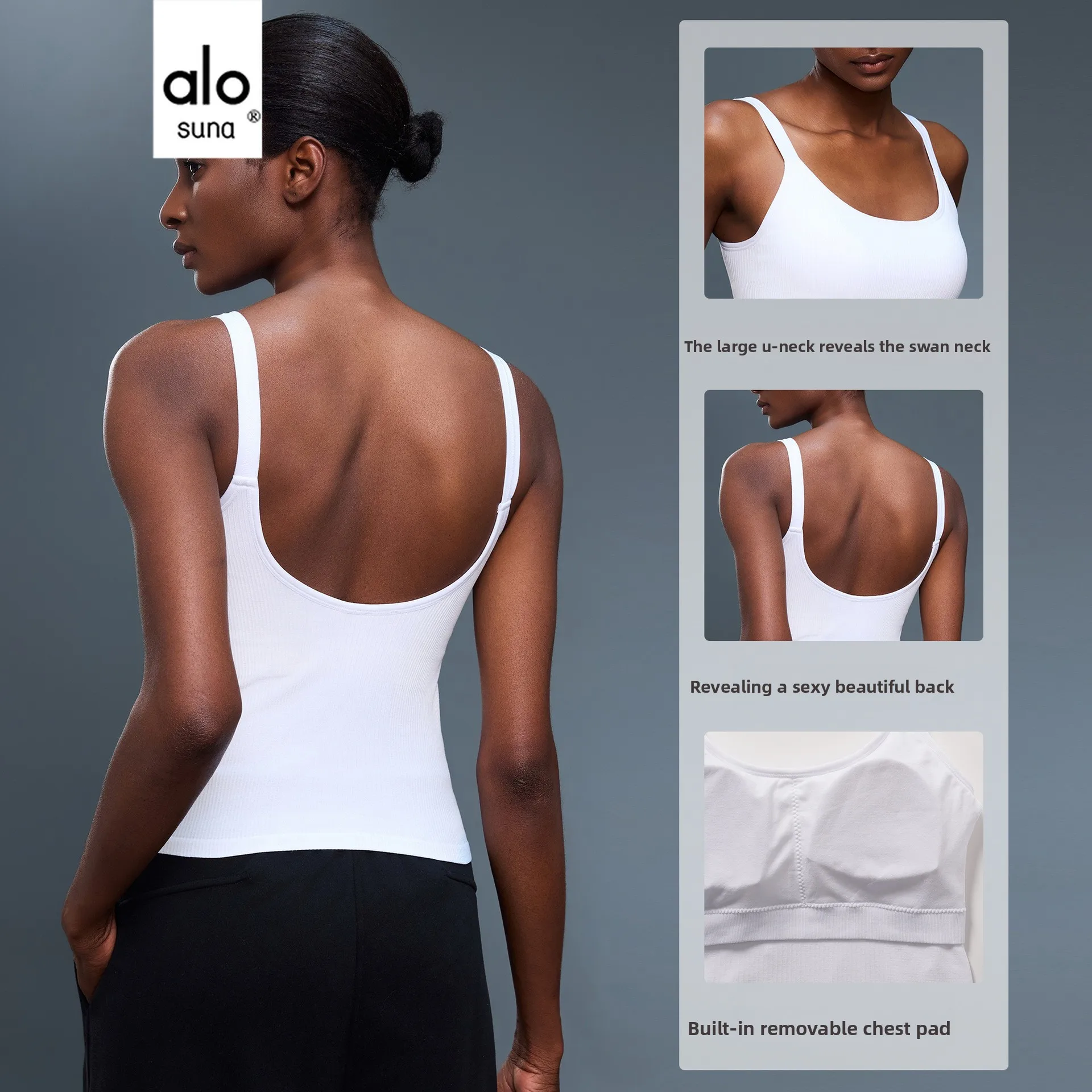 Alo Suna Yoga Vest Women's Sports Running Gym Wear Outside with Chest Pad Suspender Vest Top
Alo Suna Yoga Vest Women's Sports Running Gym Wear Outside with Chest Pad Suspender Vest Top