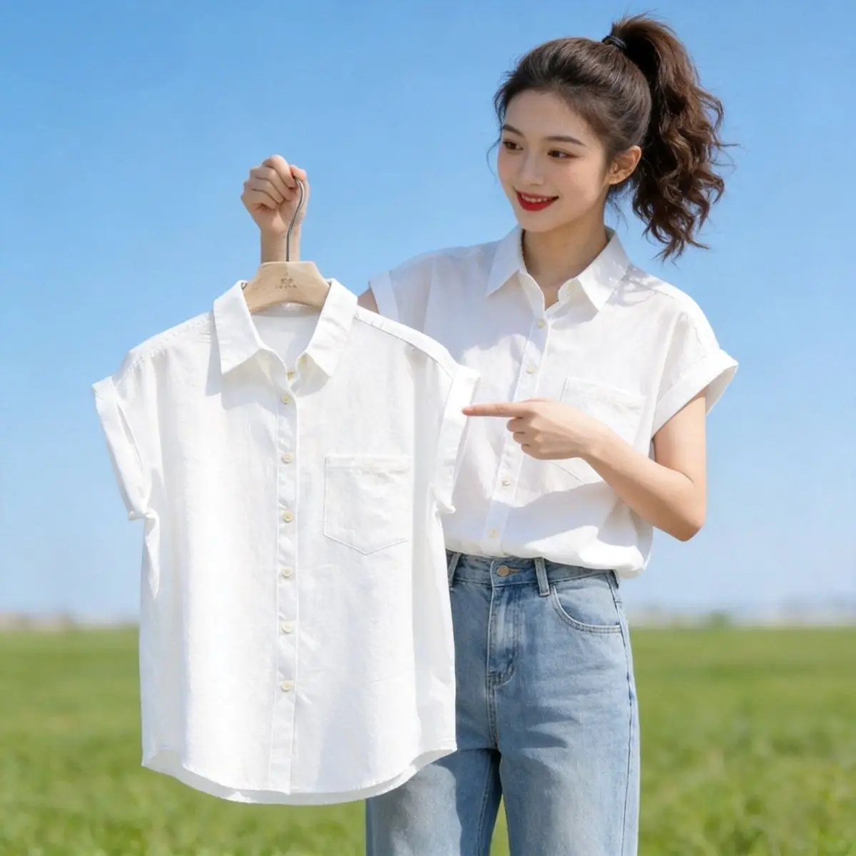 Light Blue Short Sleeve Shirt Women's Design Sensation Summer New Style Elegant Personality Small Shirt Casual Loose Fit Poly...
Light Blue Short Sleeve Shirt Women's Design Sensation Summer New Style Elegant Personality Small Shirt Casual Loose Fit Poly...
