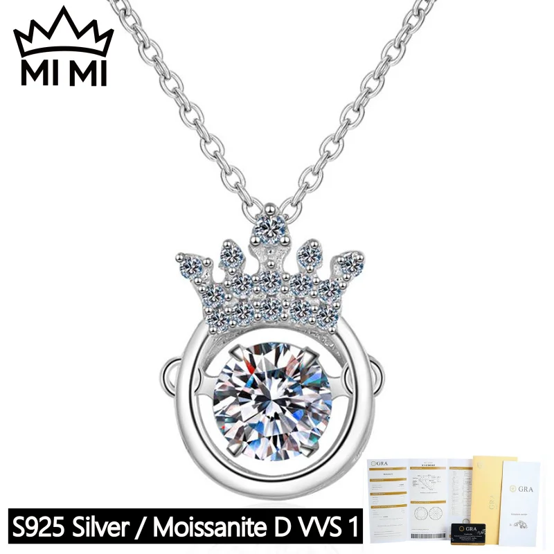 MI MI S925 Sterling Silver 1CT GRA Certified Moving Heart Crown Design Moissanite Valentine Necklace for Women with Gift Box
MI MI S925 Sterling Silver 1CT GRA Certified Moving Heart Crown Design Moissanite Valentine Necklace for Women with Gift Box