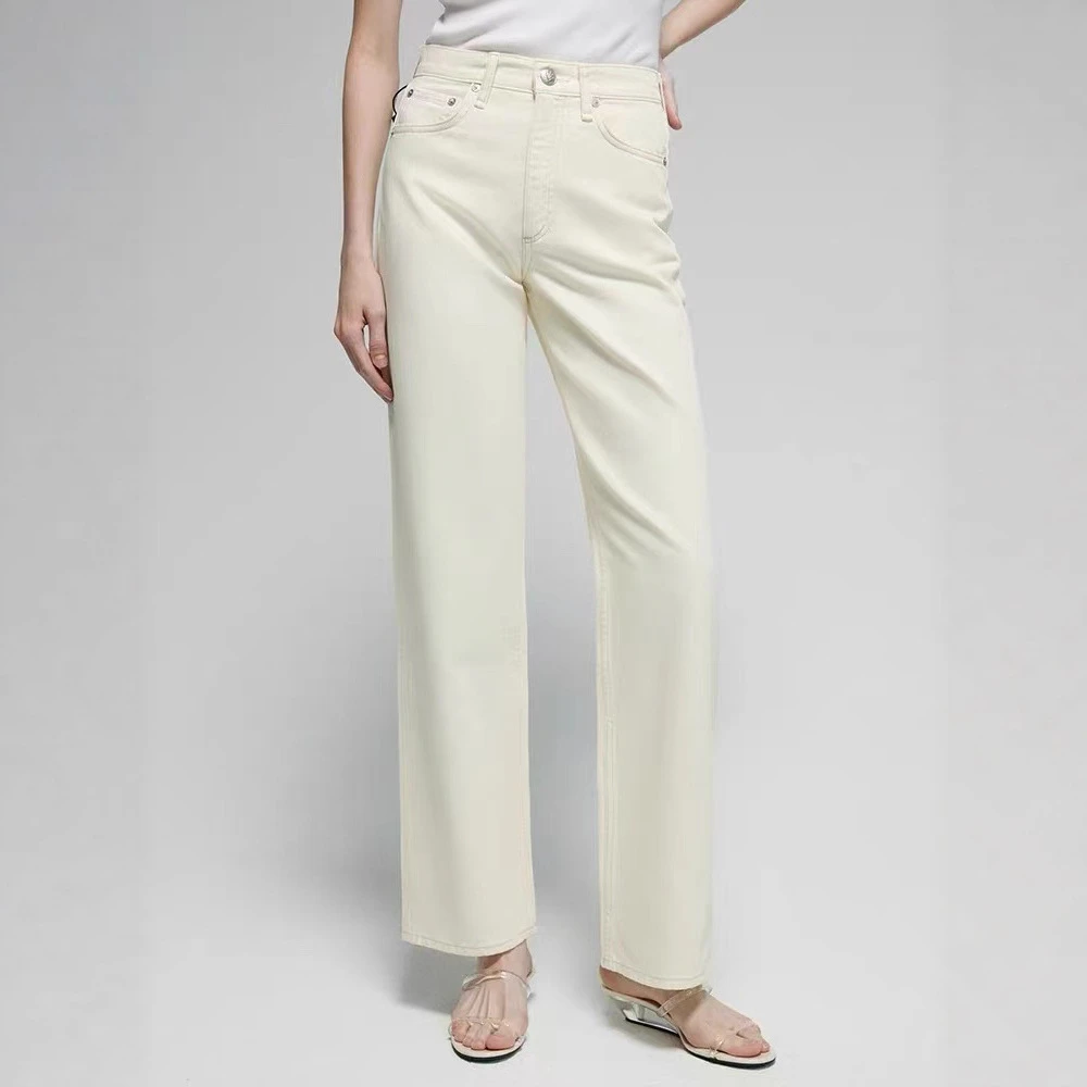 Maxdutti Minimalist French Elegant Rice White High Waist Jeans Coummuting Fashion Versatile Straight Denim Pants Woman Clothing
Maxdutti Minimalist French Elegant Rice White High Waist Jeans Coummuting Fashion Versatile Straight Denim Pants Woman Clothing