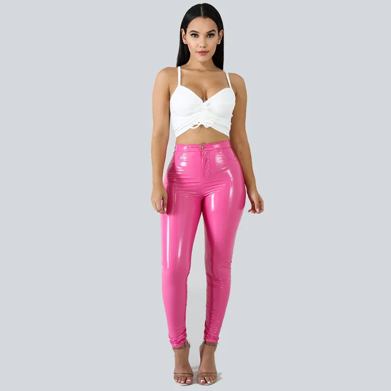 Women Shiny PU Leather Rose Pencil Pants Slim Sexy Leggings Latex Stretchy High Waist Bodycon Pants Skinny Trousers Winter
Women Shiny PU Leather Rose Pencil Pants Slim Sexy Leggings Latex Stretchy High Waist Bodycon Pants Skinny Trousers Winter