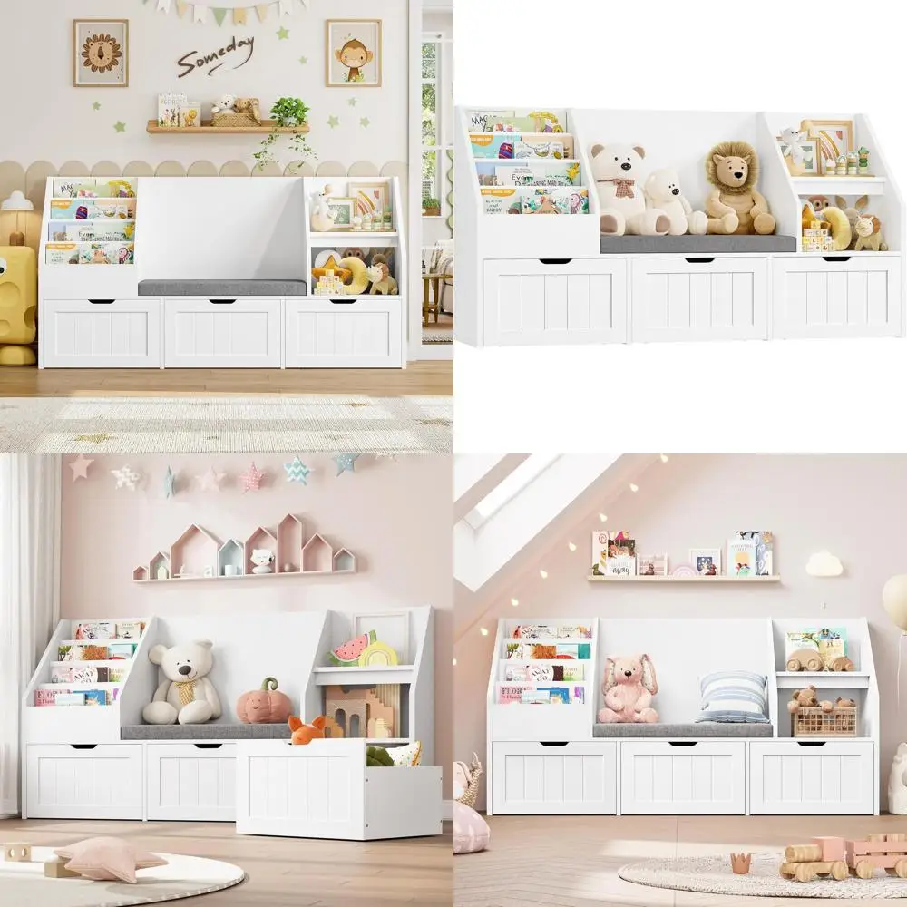 Детский книжный стеллаж 55 с местом для чтения, органайзером для хранения, подушкой для сиденья и 3 регулируемыми полками - белый
Детский книжный стеллаж 55 с местом для чтения, органайзером для хранения, подушкой для сиденья и 3 регулируемыми полками - белый