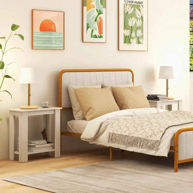 2-Tier Modern Compact End Table with Storage Shelf-White
2-Tier Modern Compact End Table with Storage Shelf-White