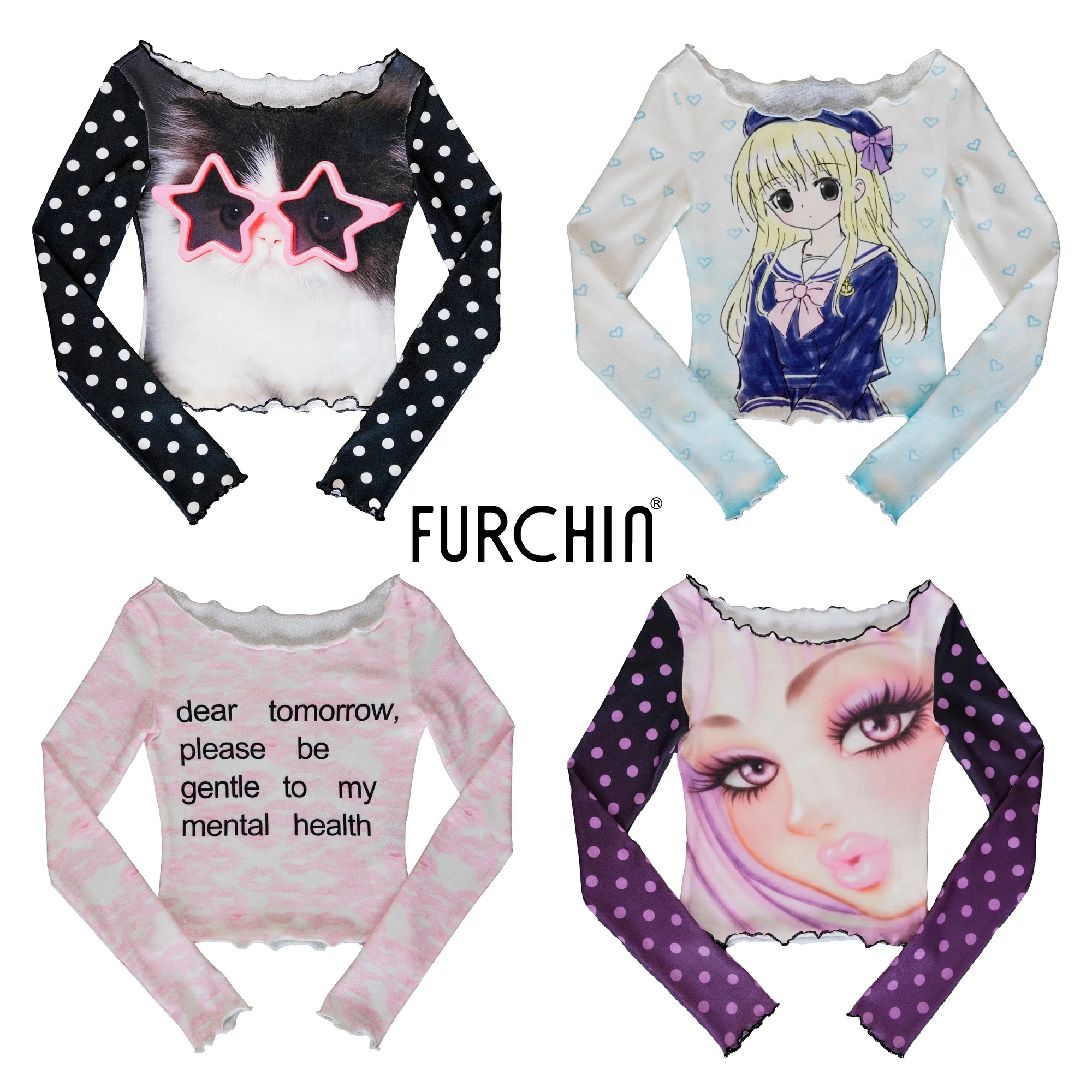 Furchin AW25 Slim Fit Long Sve T-irt with Wave Print Design Street Sle Women's Top Polyester Fabric
Furchin AW25 Slim Fit Long Sve T-irt with Wave Print Design Street Sle Women's Top Polyester Fabric