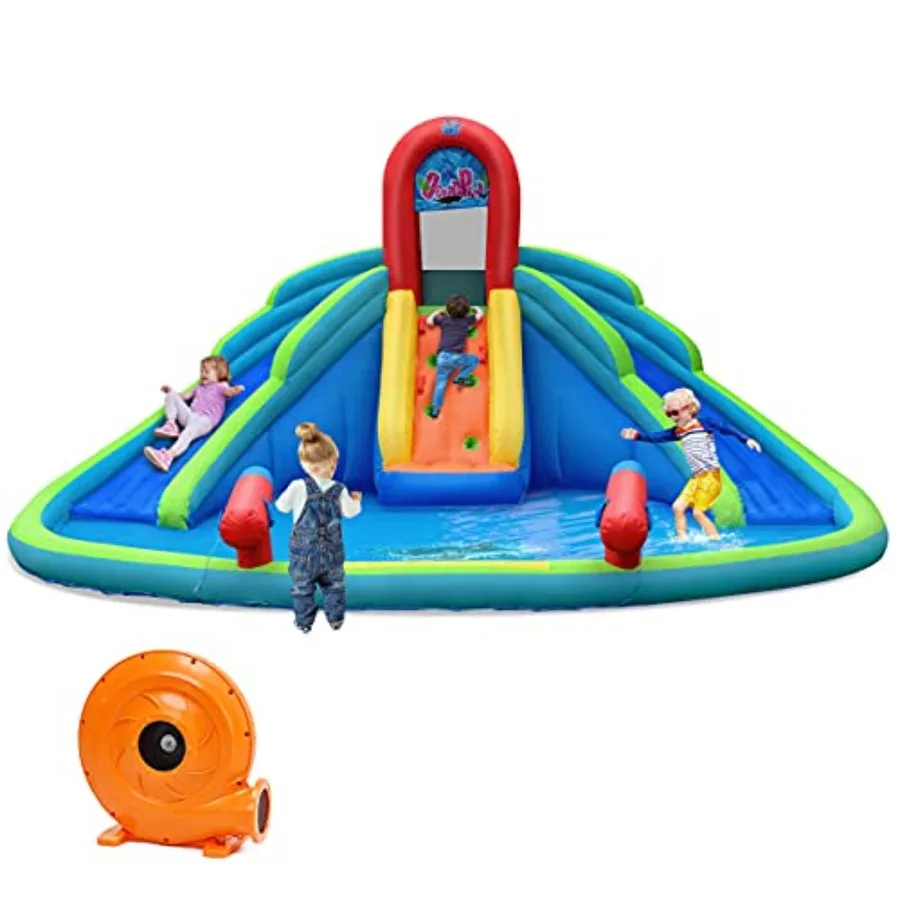 Inflatable Water Slide Inflatable Bounce House with Large Splash Pool 2 Slides and 2 Water Cannons Blue Red Water Slide Park wi
Inflatable Water Slide Inflatable Bounce House with Large Splash Pool 2 Slides and 2 Water Cannons Blue Red Water Slide Park wi