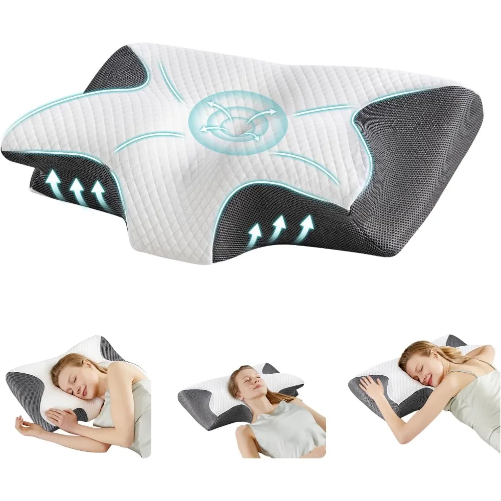 Cooling Memory Foam Neck Support Pillow, Ergonomic Contour Orthopedic Cushion with Arm Slot for Side Back Sleepers
Cooling Memory Foam Neck Support Pillow, Ergonomic Contour Orthopedic Cushion with Arm Slot for Side Back Sleepers