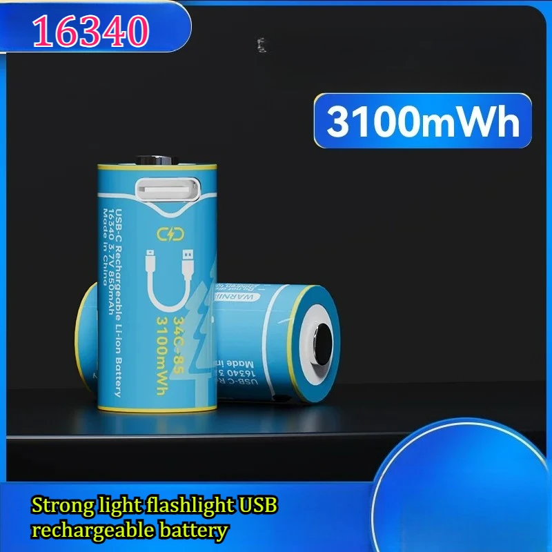 16340 850mAh Strong Light Flashlight USB Rechargeable Battery RCR123A Smoke Alarm Lithium Long-range Rechargeable Battery
16340 850mAh Strong Light Flashlight USB Rechargeable Battery RCR123A Smoke Alarm Lithium Long-range Rechargeable Battery