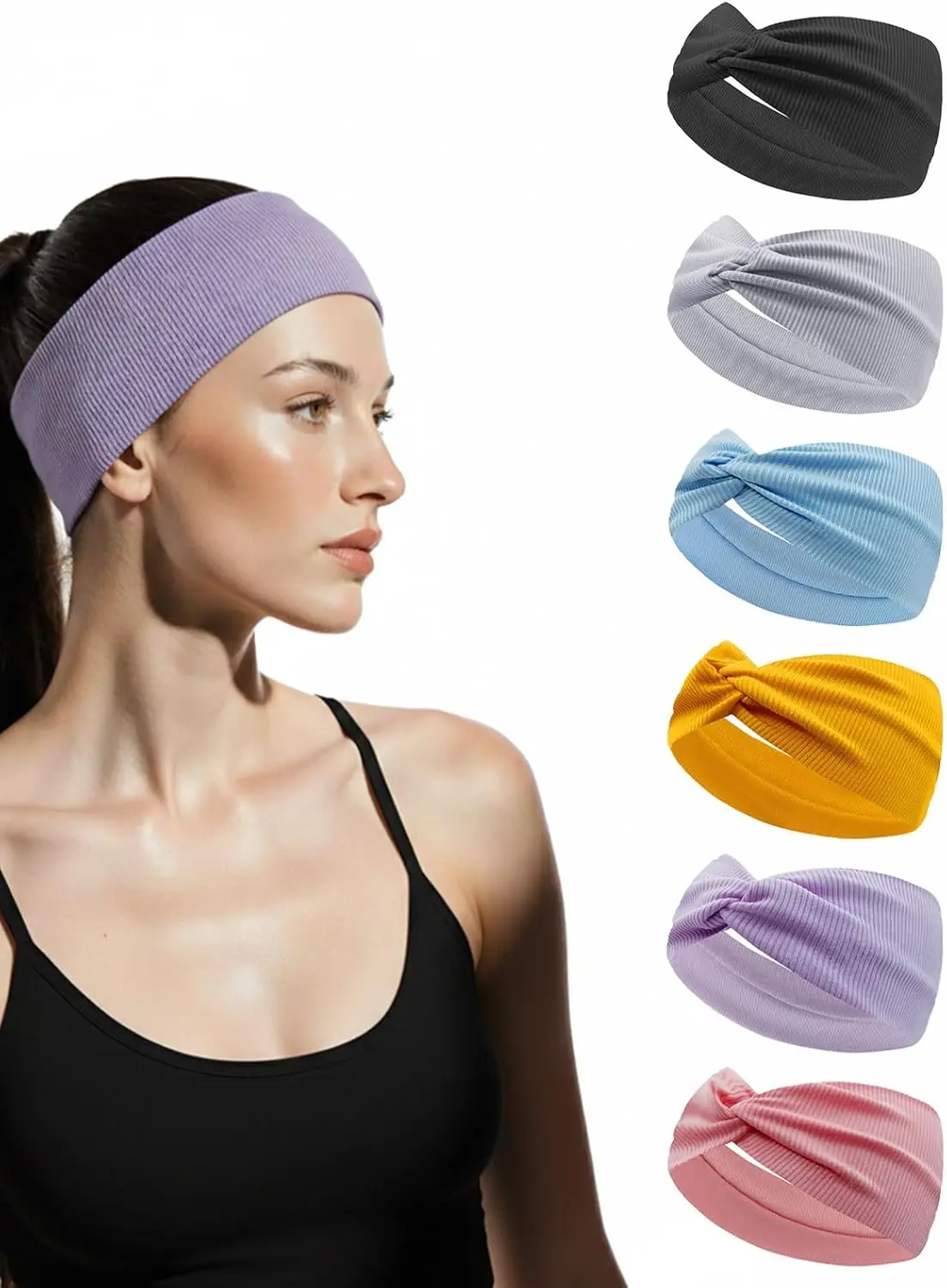 Stretchy Headbands for Women - Wide Ribbed Hair Band with Twist Knotted for Yoga, Workout, Makeup & Daily Use
Stretchy Headbands for Women - Wide Ribbed Hair Band with Twist Knotted for Yoga, Workout, Makeup & Daily Use