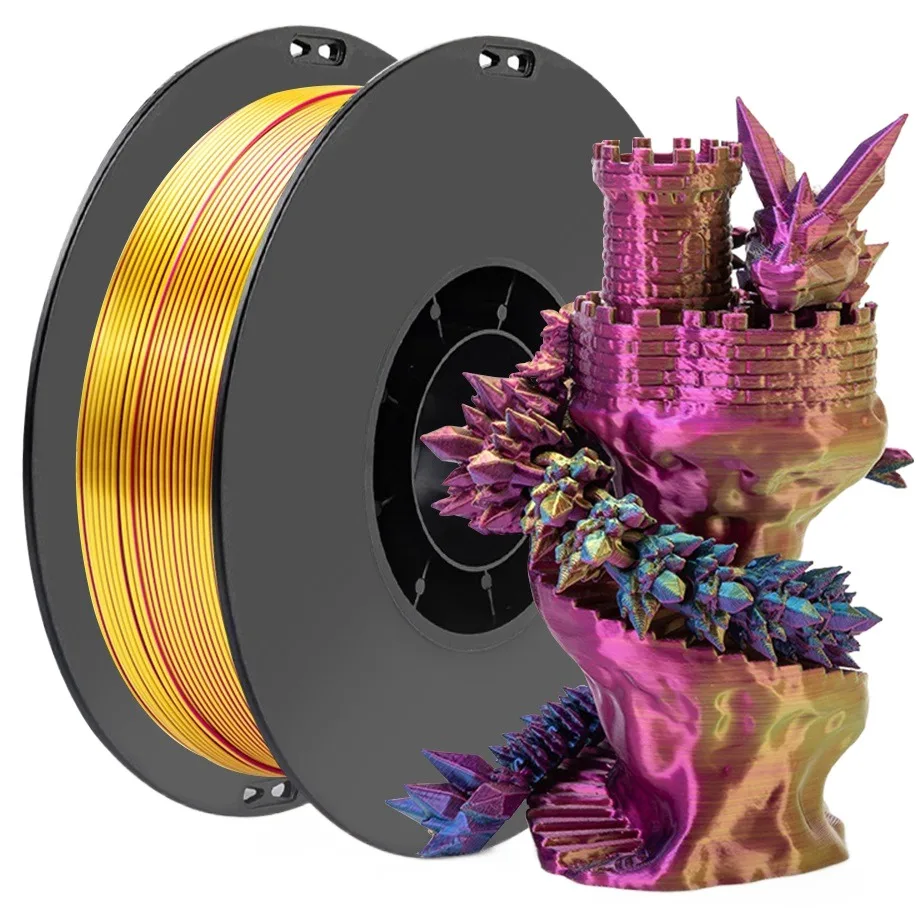 Tricolors Filament PLA 1.75mm 1kg 250g Silk PLA Filament Triple Colors 3D Plastic Material Shiny Filament 250gx4 Multi Pack
Tricolors Filament PLA 1.75mm 1kg 250g Silk PLA Filament Triple Colors 3D Plastic Material Shiny Filament 250gx4 Multi Pack