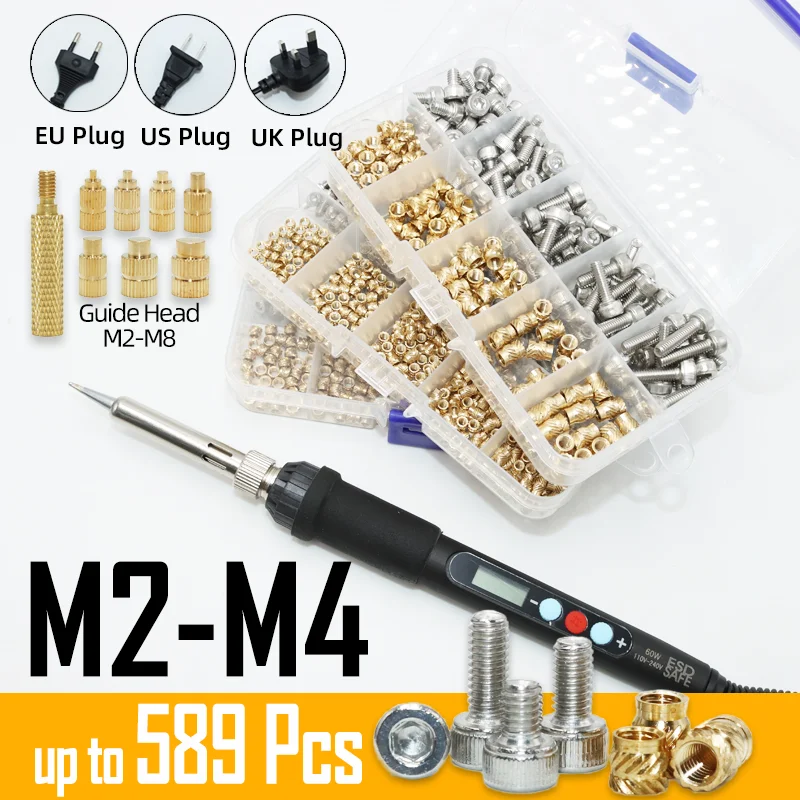 Brass Insert Nut With Soldering Iron Tip Set 3d Printer Hot Melt Knurled Heat Thread Embed Copper Nuts 304 Stainless Steel Screw
Brass Insert Nut With Soldering Iron Tip Set 3d Printer Hot Melt Knurled Heat Thread Embed Copper Nuts 304 Stainless Steel Screw